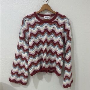 27 Miles Malibu Crochet Multicolor Zigzag Sweater